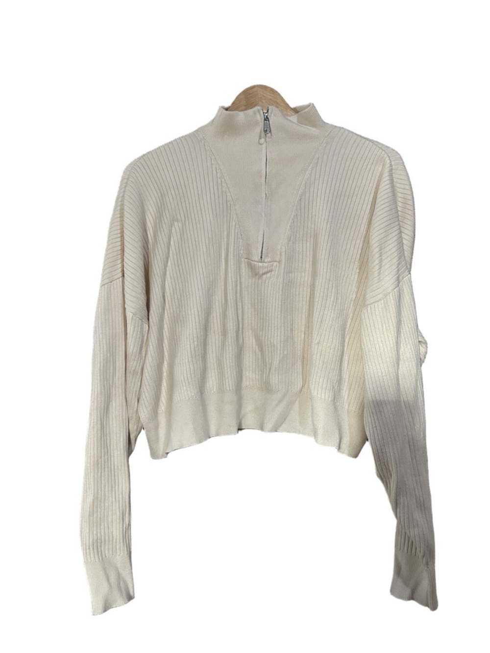 Brunette The Label Ribbed Mock-Neck Sweater - Cream Size XL/2XL